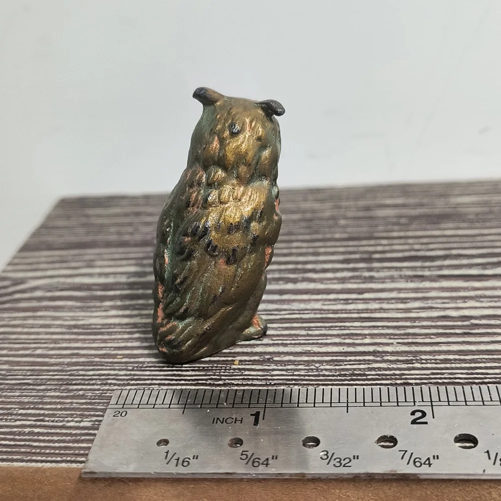Vintage Owl Statue Figurine Brass 2”